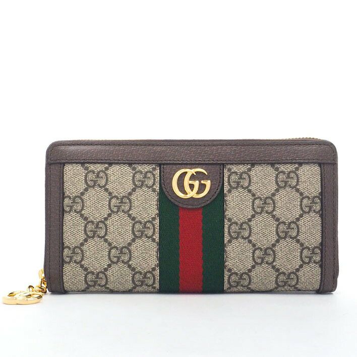GUCCI オフィディア GGスプリーム 長財布 グッチ オフィディア ウェブ ジップアラウンドウォレット ゴールド金具